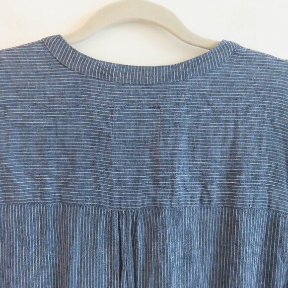 RAILS Juliette Salem Stripe Blue Linen Blend Tunic Mini Ruffle Dress - Size M - Picture 12 of 15